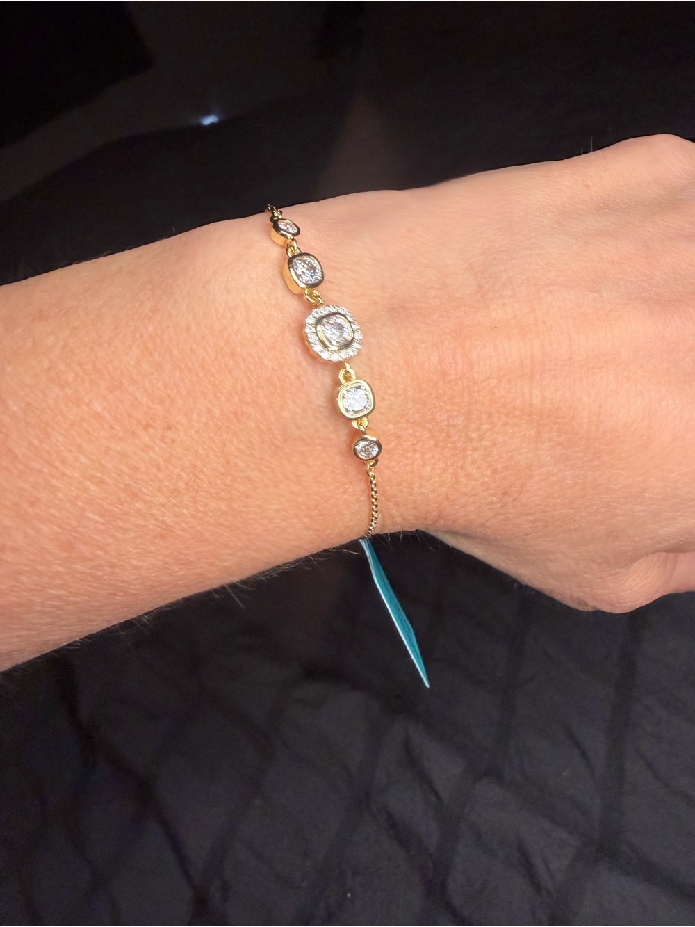 1.53 CTW Moissanite Adjustable Bracelet 18K Gold Filled Over Brass D VVS 9.5”